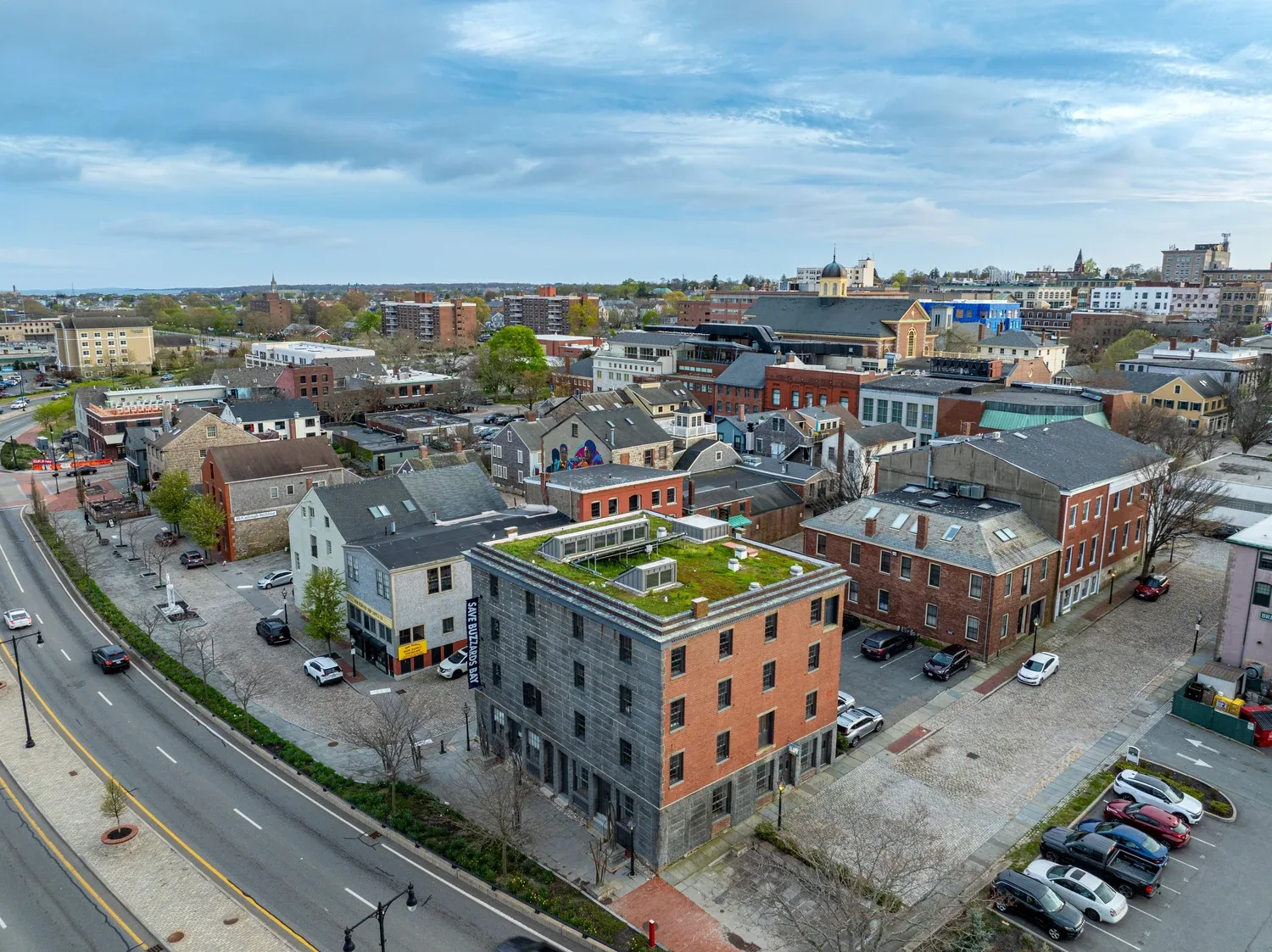 Downtown New Bedford buildings seen from above